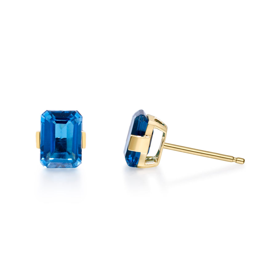 Cooper 10K Yellow Gold Emerald-Cut Brazilian London Blue Topaz Earrings