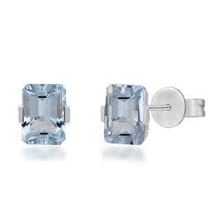 Sage 10K White Gold Emerald-Cut Aquamarine Earring