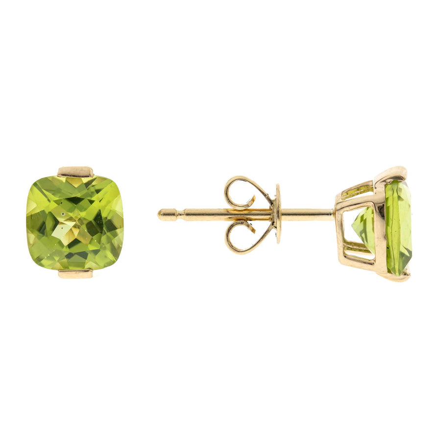 Reign 10K Yellow Gold Cushion-Cut Manchurian Peridot Earring