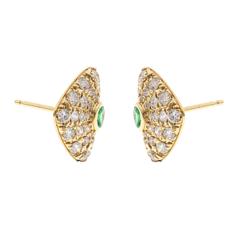 Arleth 14K Yellow Gold Round-Cut Natural Zambian Emerald Earrings