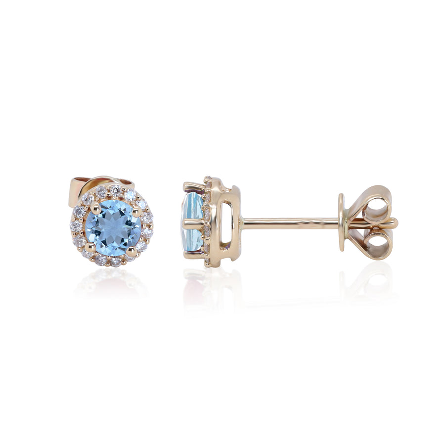 Hannah 14K Yellow Gold Round-Cut Brazilian Aquamarine Earrings