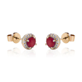 Eleanora 14K Yellow Gold Round-Cut  Mozambique Ruby Earrings