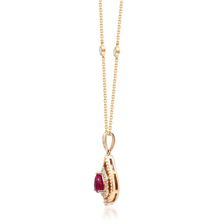 Edith 14K Yellow Gold Pear-Cut Mozambique Ruby Pendant