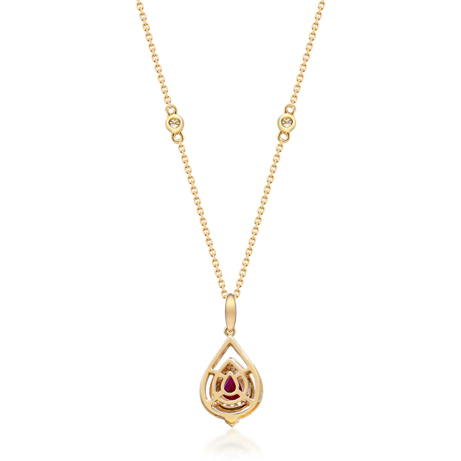 Edith 14K Yellow Gold Pear-Cut Mozambique Ruby Pendant