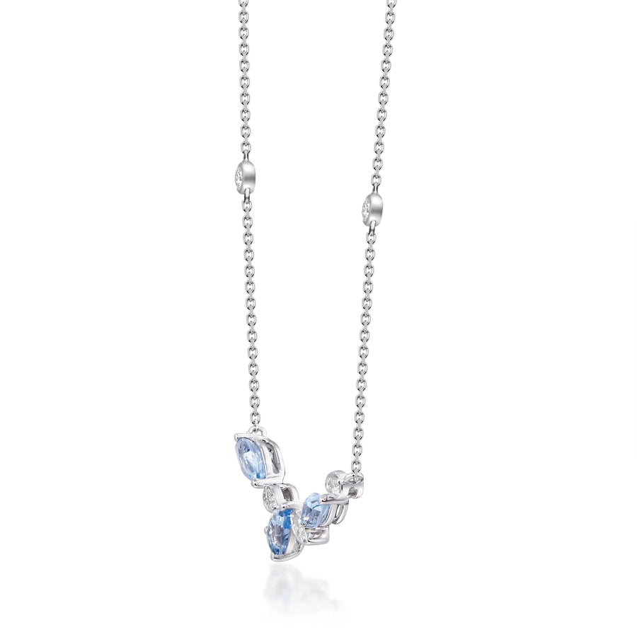Willow 14K White Gold Pear-Cut Aquamarine Necklaces