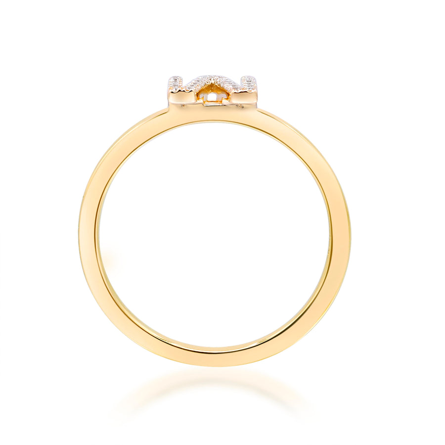 M Initial 14K Yellow Gold Round-Cut White Diamond Ring