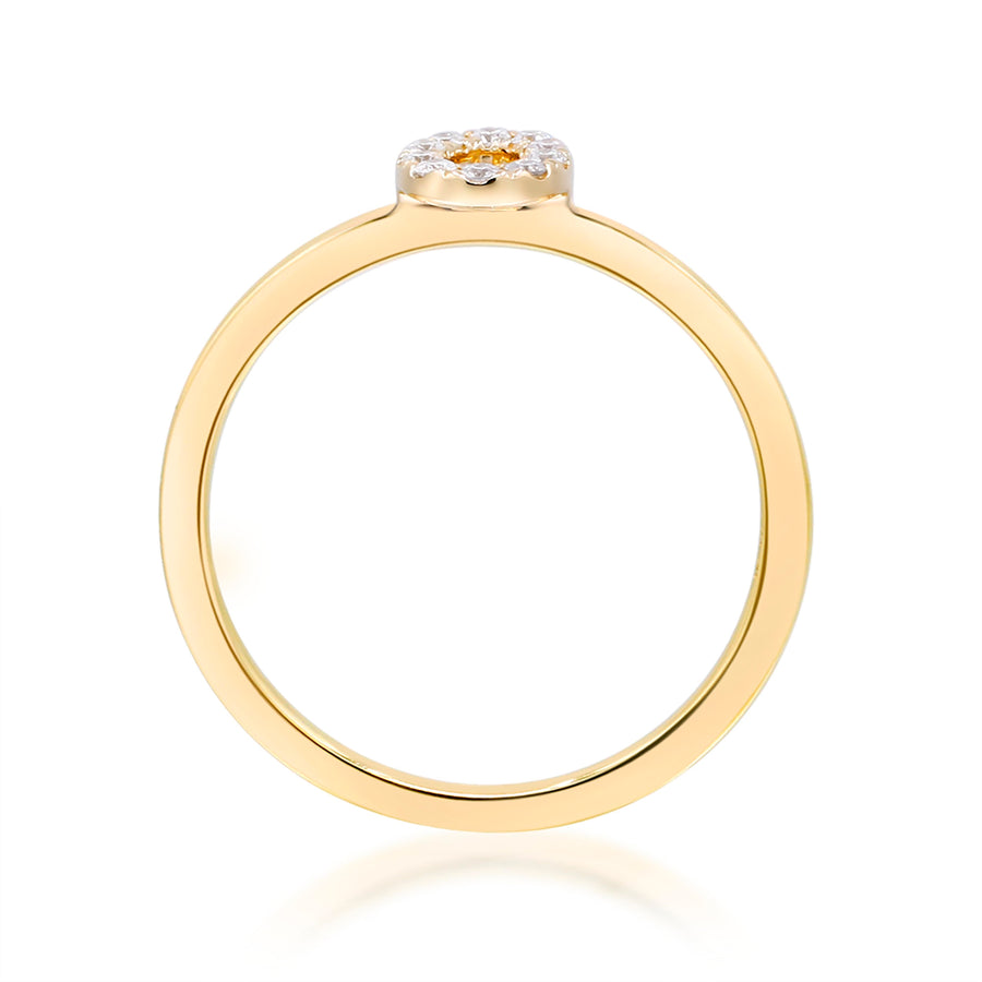 O Initial 14K Yellow Gold Round-Cut White Diamond Ring