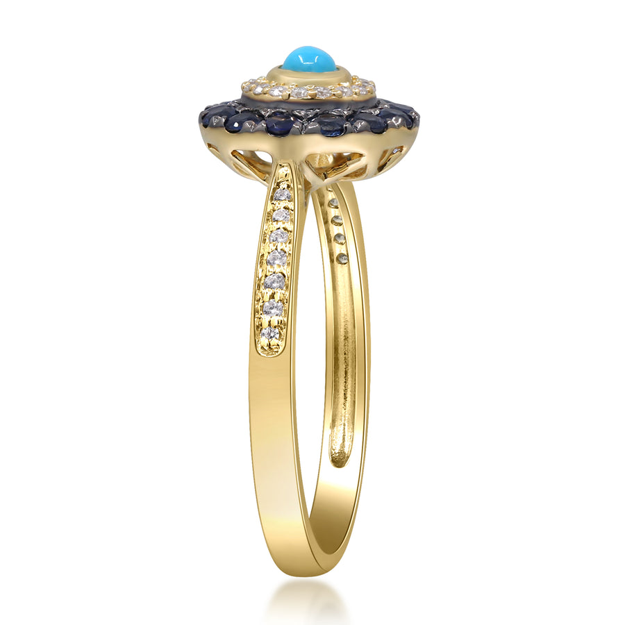 Emery 10K Yellow Gold Round-Cut Turquoise Ring