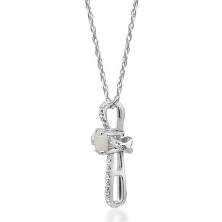 Sarah 10K White Gold Oval-Cut Opal Pendant