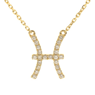 Pisces 10K Yellow Gold Round-Cut White Diamond Pendant