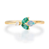 Radiant Splendor: Talia 14K Yellow Gold Marquise-Cut Emerald Ring