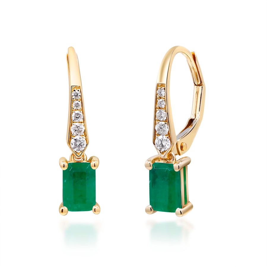 Eva 14K Yellow Gold Emerald-Cut Natural Zambian Emerald Earrings