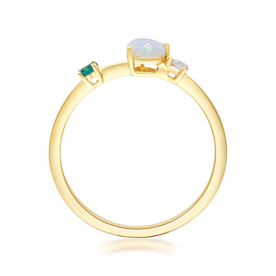 Maya 14K Yellow Gold Pear-Cut Ethiopian Opal Ring