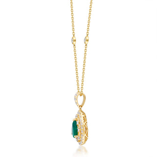 Jaylee 14K Yellow Gold Pear-Cut Natural Zambian Emerald Pendant