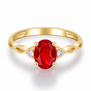 Esme 14K Yellow Gold Oval-Cut Mexican Fire Opal Ring