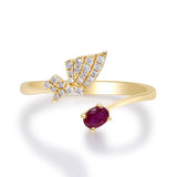 Aria 14K Yellow Gold Pear-Cut Mozambique Ruby Ring