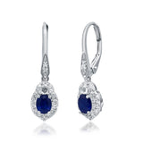 Genevieve 10K White Gold Oval-Cut Blue Sapphire Earring