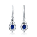 Genevieve 10K White Gold Oval-Cut Blue Sapphire Earring