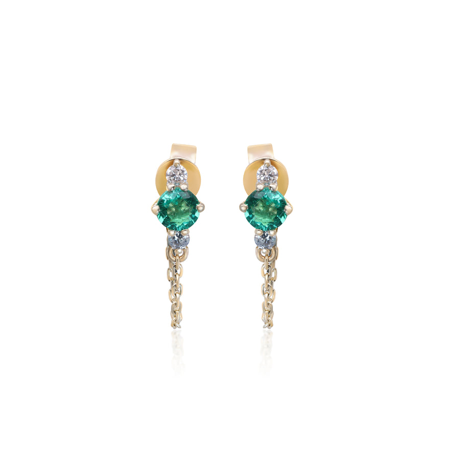 Amayah 14K Yellow Gold Round-Cut Natural Zambian Emerald Earrings