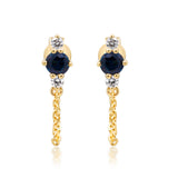 Chloe 14K Yellow Gold Round-Cut Blue Sapphire Earring