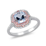 Zoey 14K Two Tone Gold Cushion-Cut Brazilian Aquamarine Ring