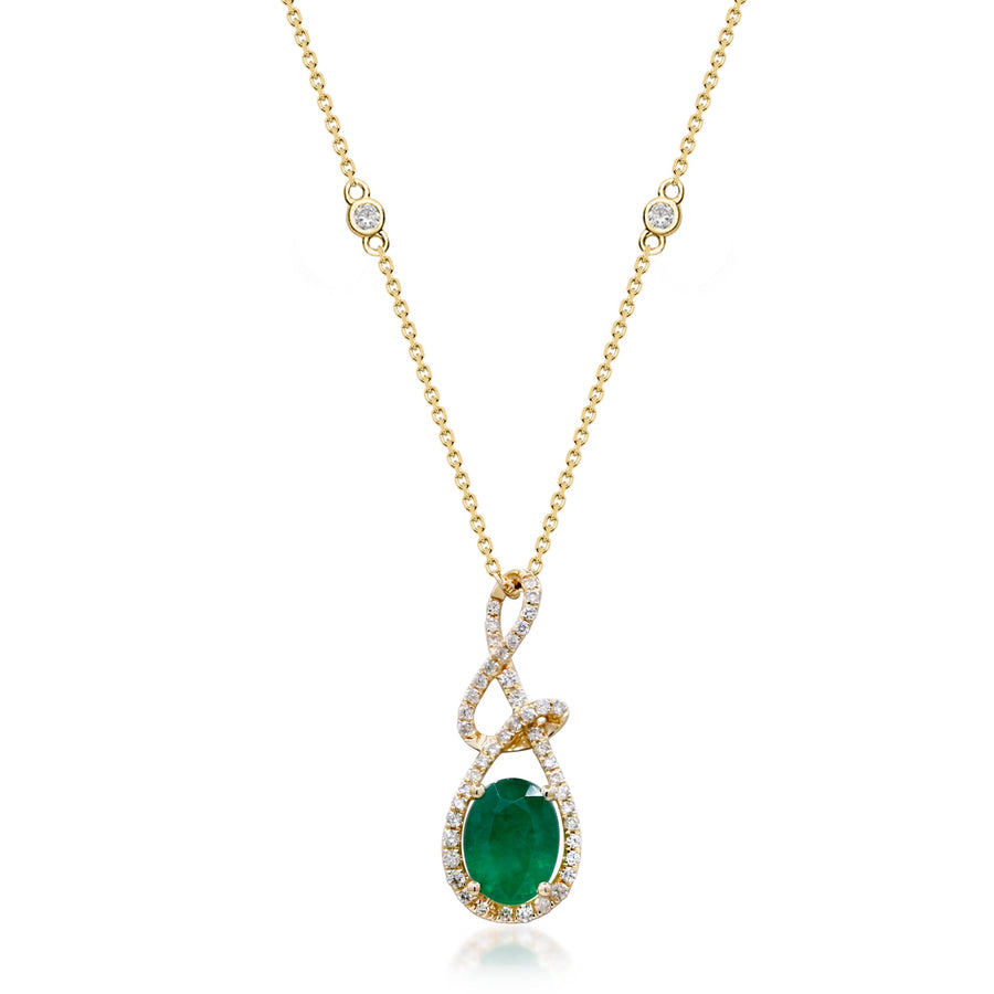 Amelie 14K Yellow Gold Oval-Cut Natural Zambian Emerald Pendant