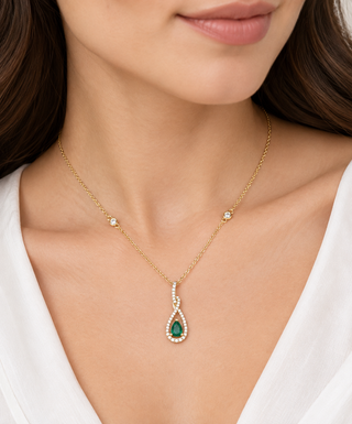 Zoe 14K Yellow Gold Pear-Cut Emerald Pendant
