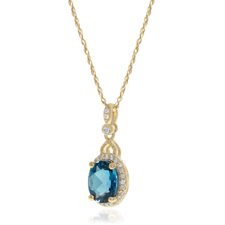 Emilia 10K Yellow Gold Oval-Cut Brazilian London Blue Topaz Pendant