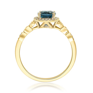 Hannah 10K Yellow Gold Oval-Cut London Blue Topaz Ring