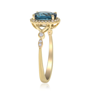 Hannah 10K Yellow Gold Oval-Cut London Blue Topaz Ring