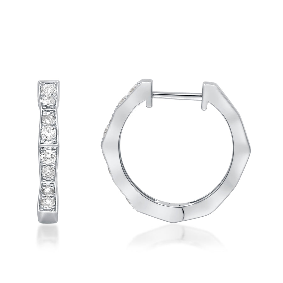 Nova Round-Cut White Diamond Earrings in 14K White Gold