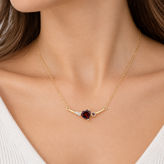 Valerie 14K Yellow Gold Heart-Cut Red Garnet Necklaces