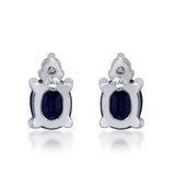 Peyton 10K White Gold Oval-Cut Blue Sapphire Earring