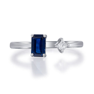 Meredith 10K White Gold Emerald-Cut Ceylon Blue Sapphire Ring