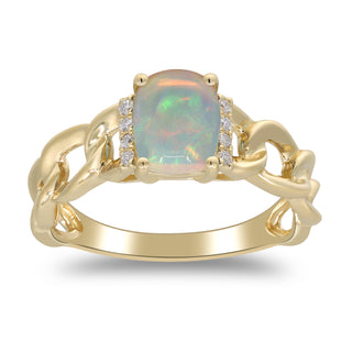 Maya 14K Yellow Gold Round-Cut Ethiopian Opal Ring