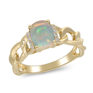 Maya 14K Yellow Gold Round-Cut Ethiopian Opal Ring