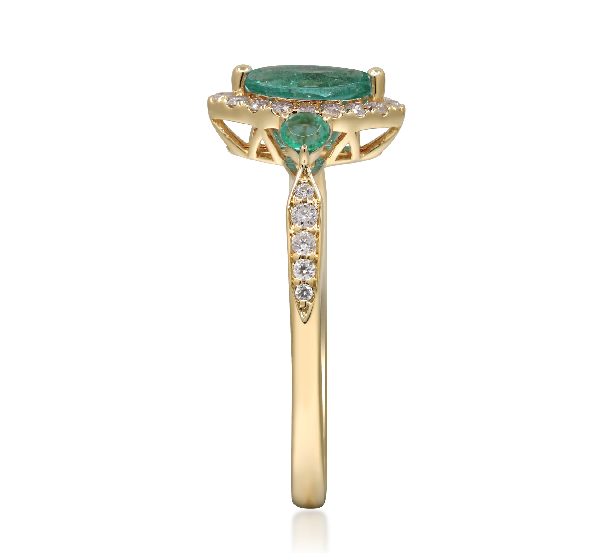 Gin & Grace Emerald & Diamond Engagement Ring – 10K Yellow Gold Oval Emerald Ring For Women