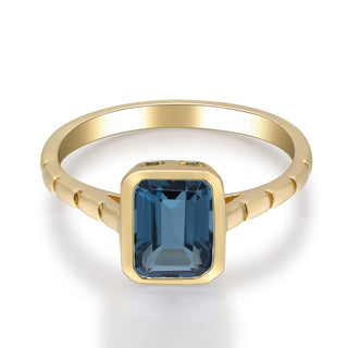 Ainoi 10K Yellow Gold Emerald-Cut Brazilian London Blue Topaz Ring
