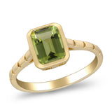 Ainoi 14K Yellow Gold Free Emerald-Cut Manchurian Peridot Ring