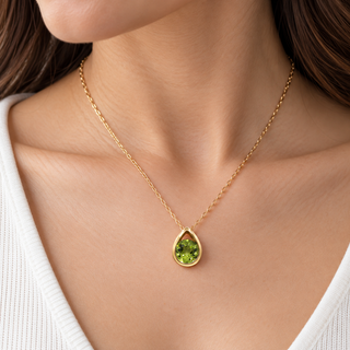 Valerie 14K Yellow Gold Round-Cut Peridot Pendant