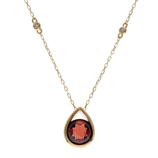 Valerie 14K Yellow Gold Round-Cut Garnet Pendant