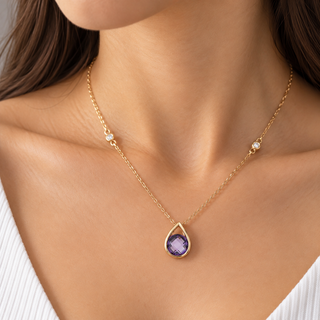 Valerie 14K Yellow Gold Round-Cut Amethyst Pendant