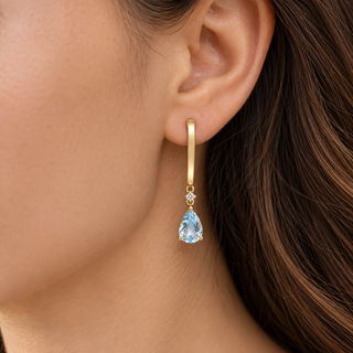 Sage 10K Yellow Gold Pear-Cut Aquamarine Earring