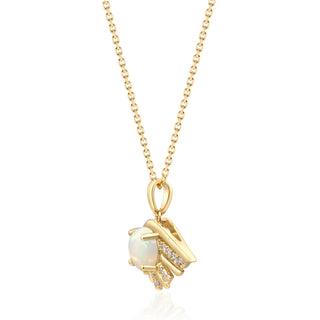 Swallow 14K Yellow Gold Round-Cut Opal Pendant