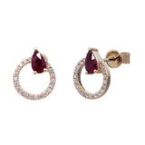 Mindy 14K Yellow Gold Pear-Cut Mozambique Ruby Earring