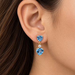 Kennedi 14K Yellow Gold Heart-Cut Swiss Blue Topaz Earrings