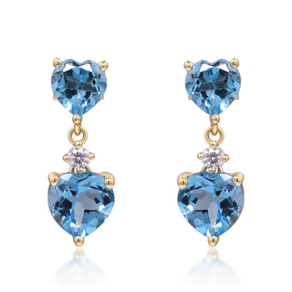 Kennedi 14K Yellow Gold Heart-Cut Swiss Blue Topaz Earrings