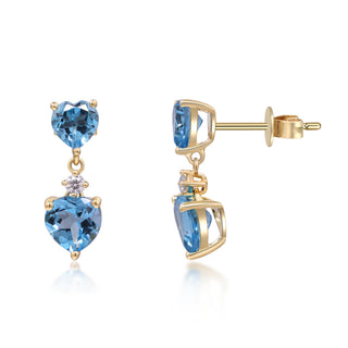 Kennedi 14K Yellow Gold Heart-Cut Swiss Blue Topaz Earrings