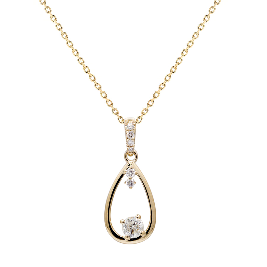 Amelia 14K Yellow Gold Round-Cut White Diamond Pendant