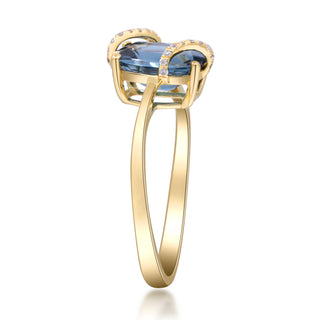 Kennedi 10K Yellow Gold Cushion-Cut Brazilian London Blue Topaz Ring